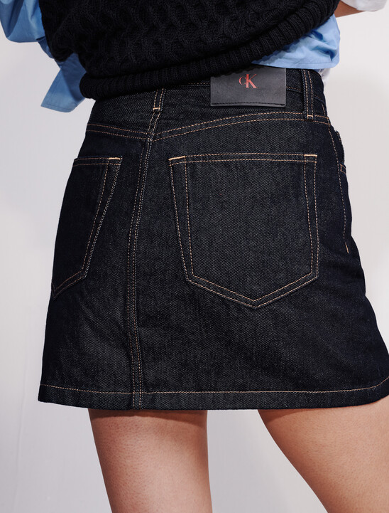 Denim Asymmetric Waist Mini Skirt