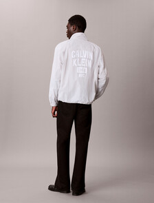 Lightweight Nylon Varsity Track Jacket, Quiet Gray, hi-res