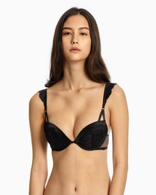 CK Black Bridal Push Up Plunge Bra, Black, hi-res