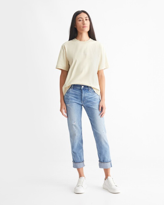 ITALIAN SELVEDGE MID RISE BOYFRIEND JEANS
