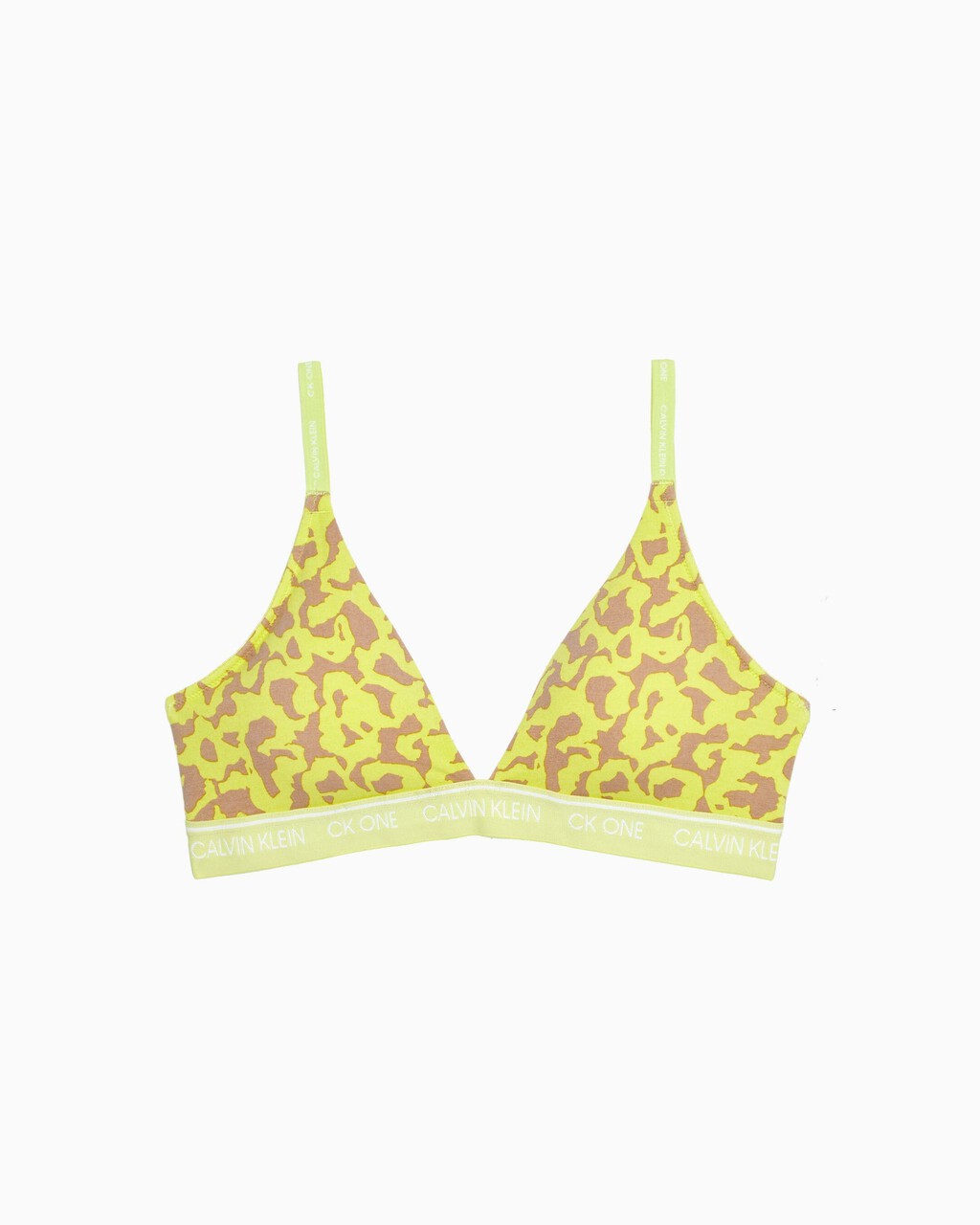 CK ONE COTTON LIGHTLY LINED TRIANGLE BRA, DART FROG PRINT+CYBER GREEN, hi-res