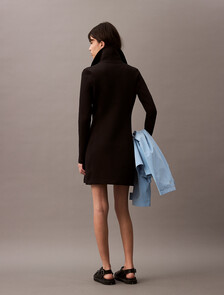 Scuba Fit & Flare Half Zip Dress, Black, hi-res