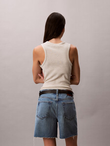 Slim Waffle Racerback Top, Vanilla Heather, hi-res