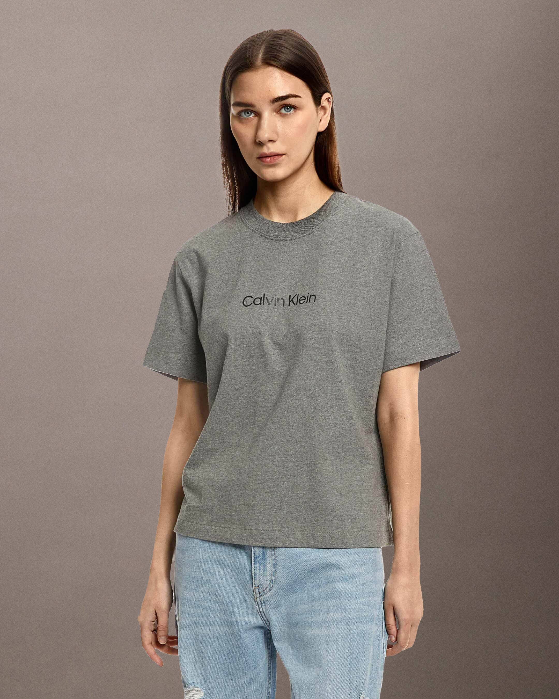 Womens grey calvin klein t shirt clearance
