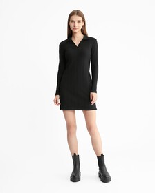 Monologo 羅紋修身 Polo 洋裝, Ck Black, hi-res