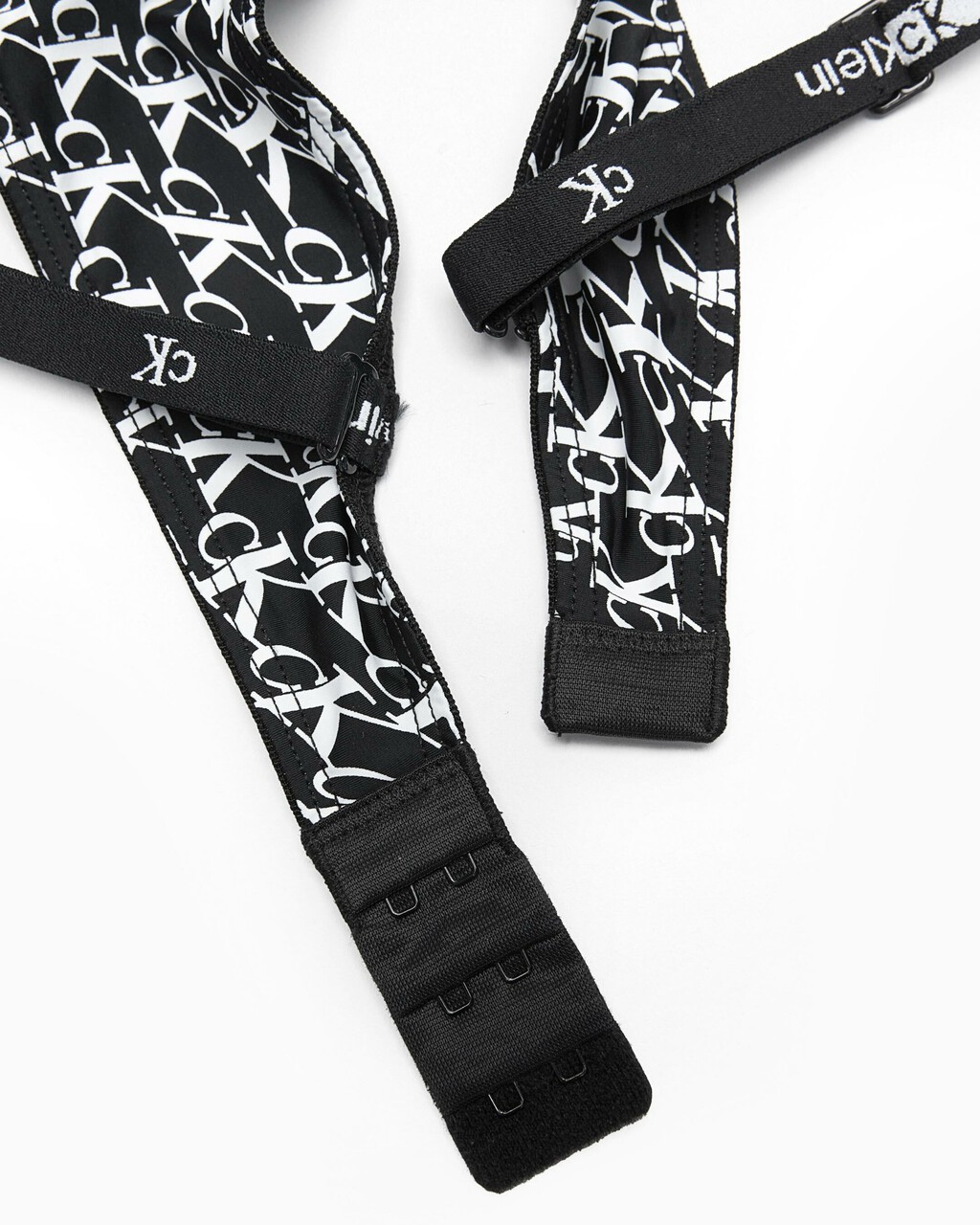 CALVIN KLEIN 1996 低 V 塑形胸圍, WARPED LOGO PRINT+BLACK, hi-res