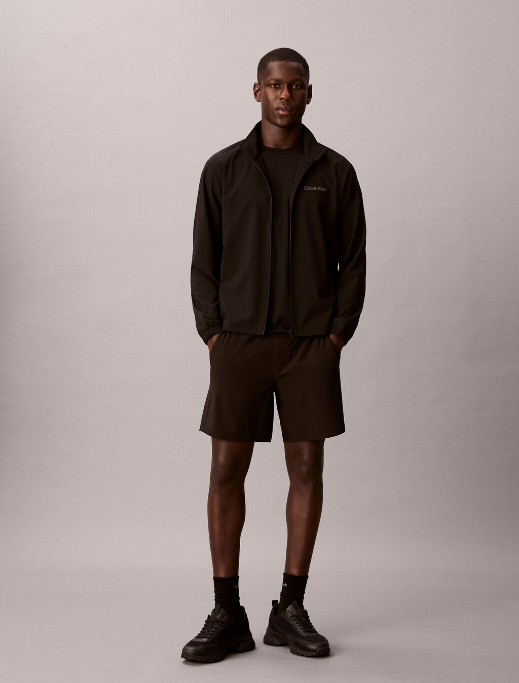 Water-Repellent Performance Gym Shorts, Black, hi-res