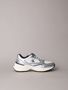 Trailblazer &mdash; Mesh Mix Runner Trainers, Silver/Black/Bright White, hi-res