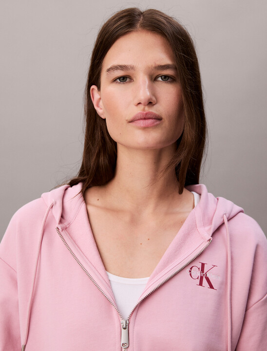 Monogram Cotton Terry Zip Thru Hoodie