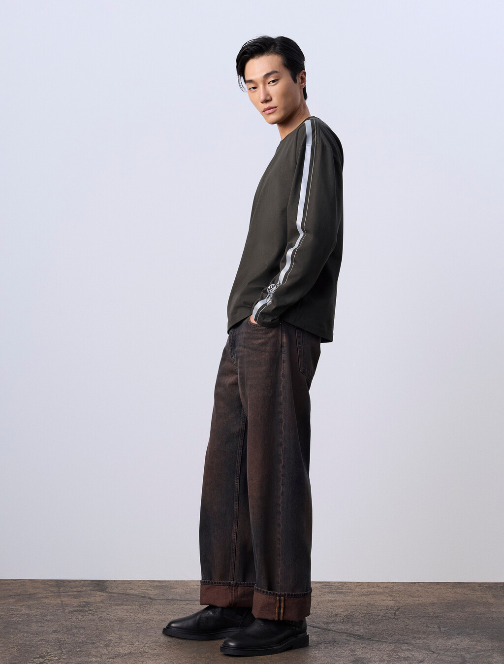 Jung Kook for Calvin Klein Racing Stripe Relaxed T-Shirt, Peat, hi-res