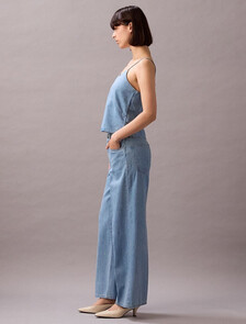 亞麻牛仔背心, AARON INDIGO, hi-res