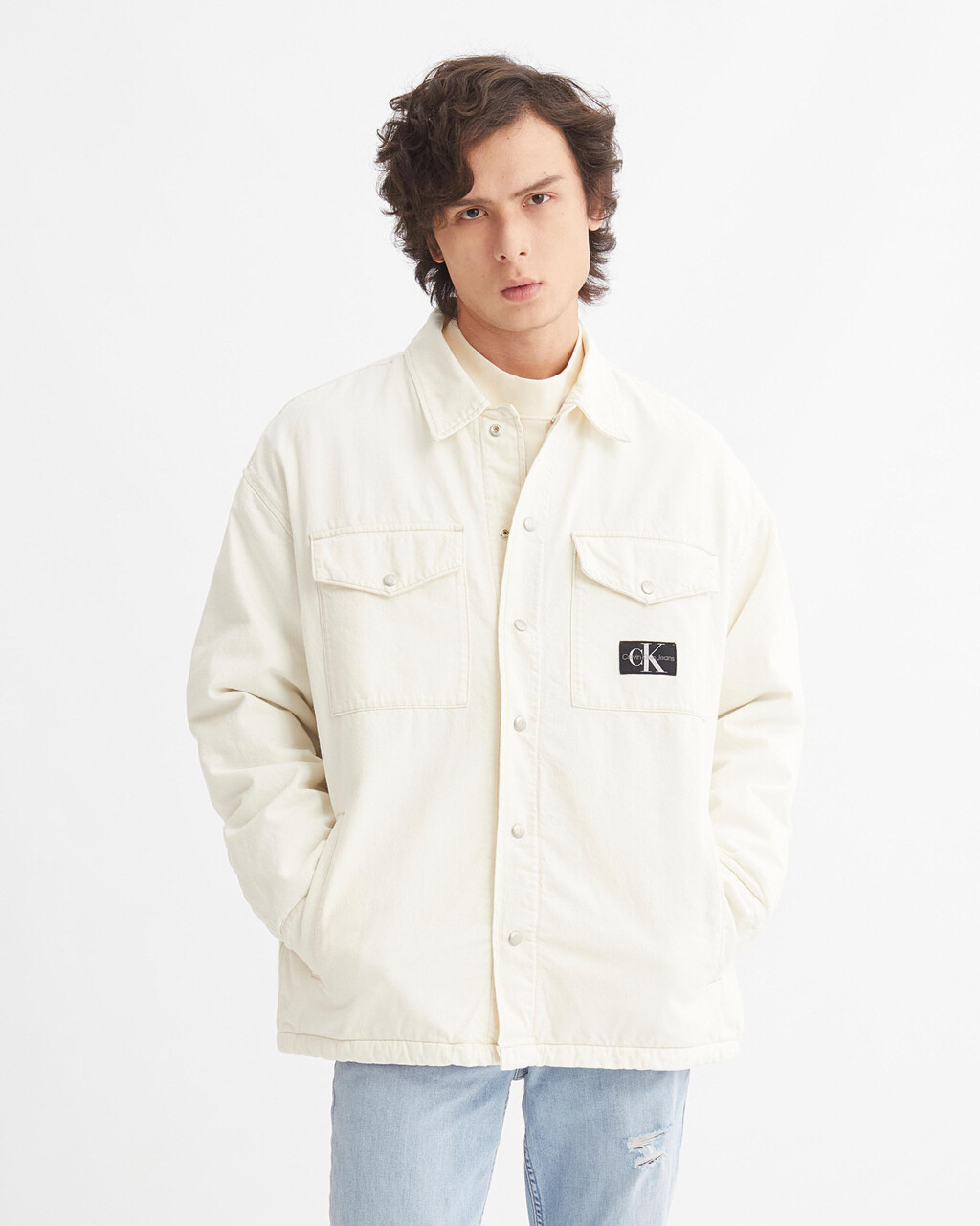 MODERN NEUTRALS 超寬鬆夾棉裇衫外套, Denim Light, hi-res