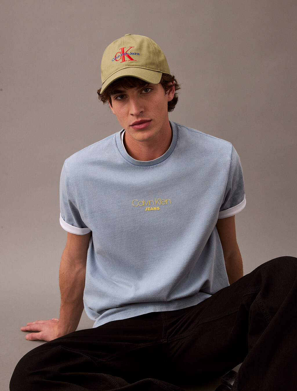 酸洗標誌 T 恤, Faded Denim, hi-res