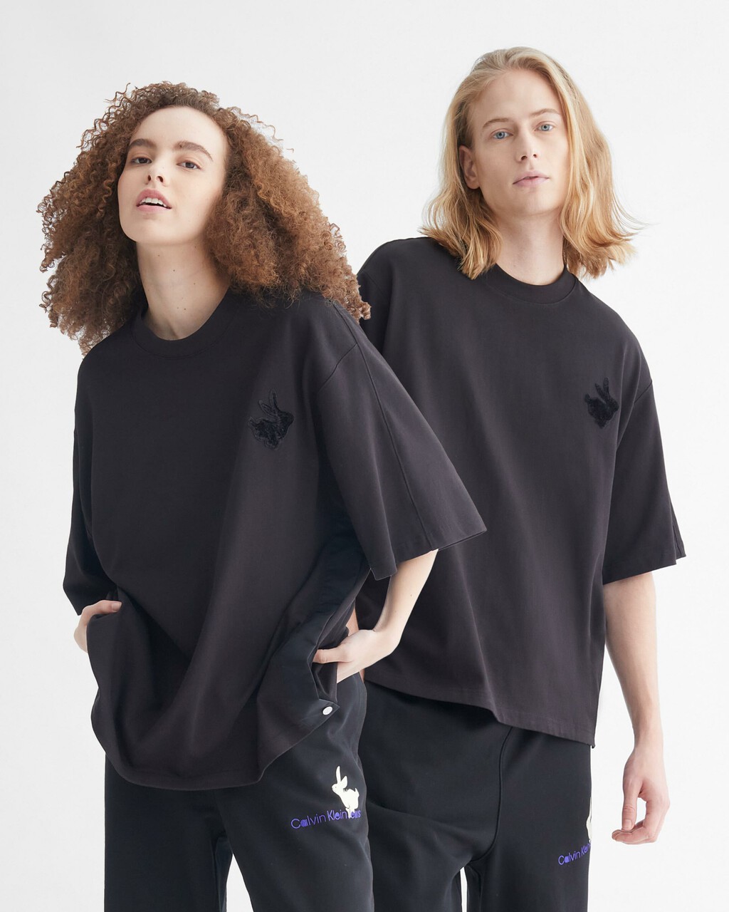 YEAR OF THE RABBIT OPEN SIDE RELAXED TEE, CK BLACK, hi-res