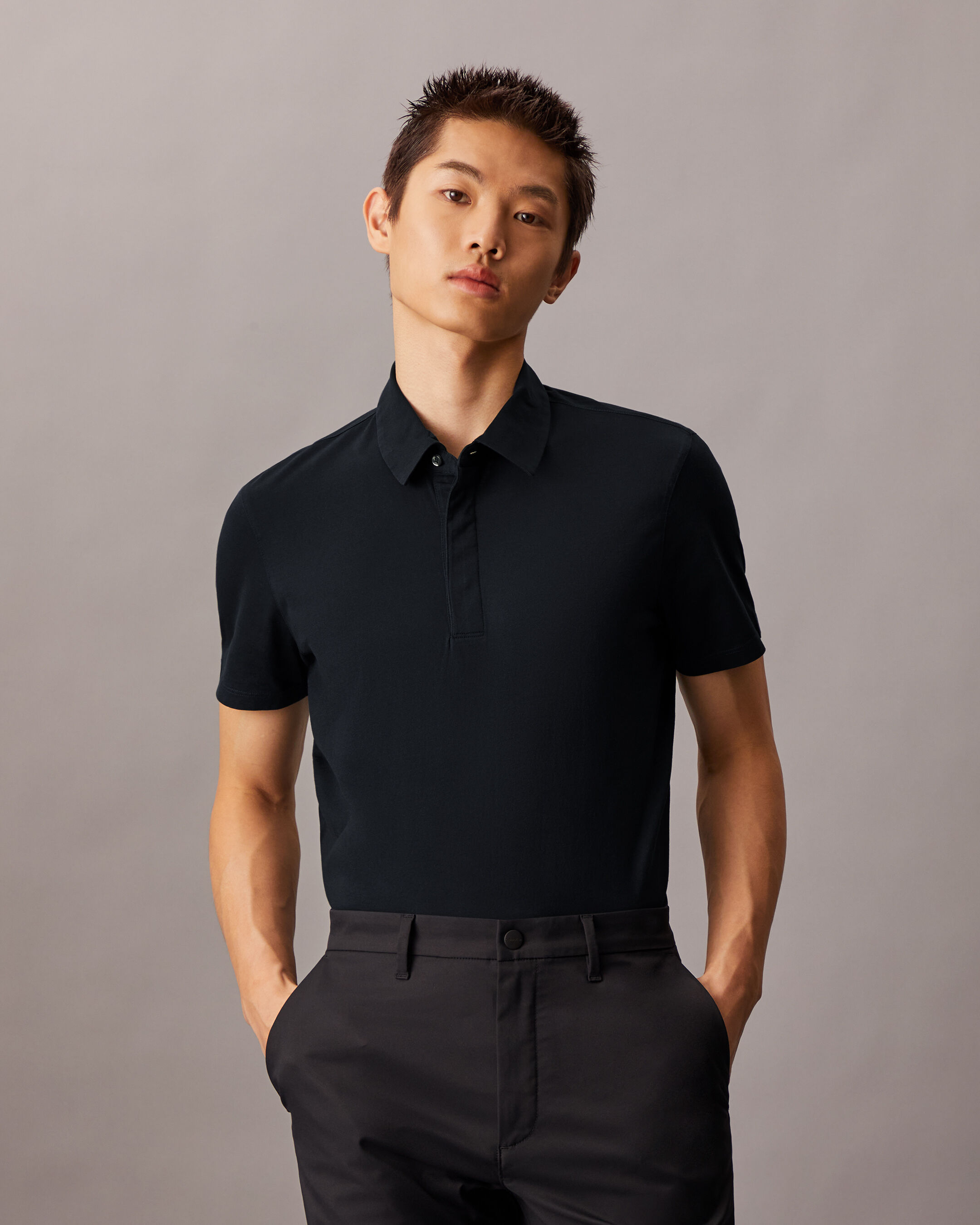 Double Mercerized Cotton Short Sleeve Polo | blue | Calvin