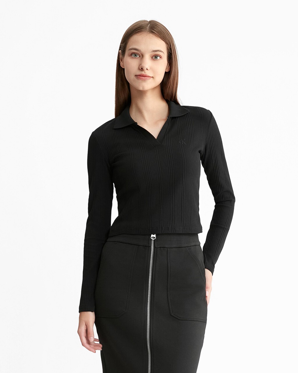 Monologo Rib Knit Slim Polo, Ck Black, hi-res