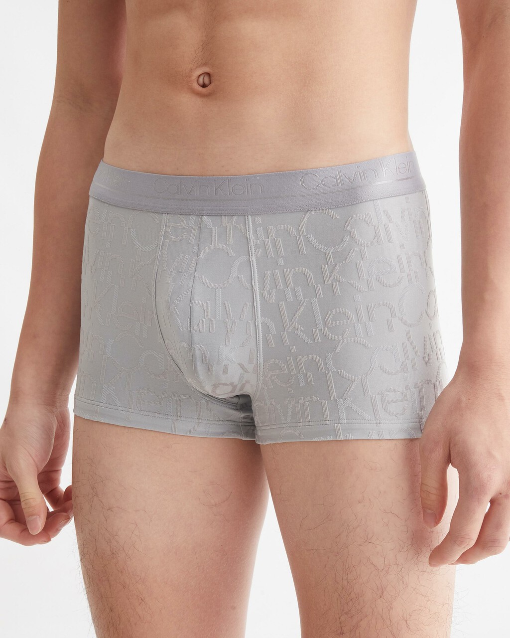 CK Black Logo Jacquard Low Rise Trunk, Silver Springs, hi-res