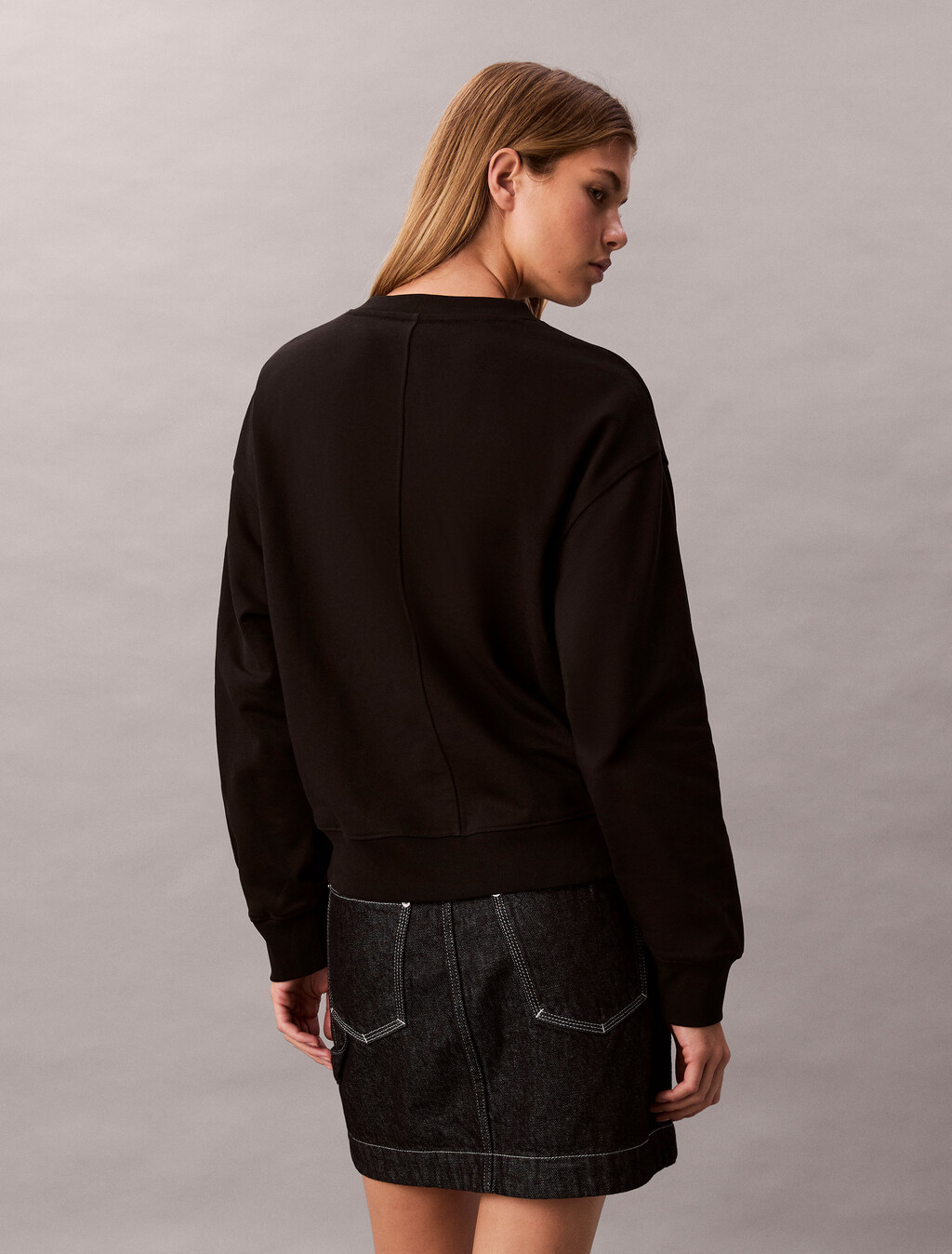 Terry Relaxed Sweatshirt, Black, hi-res