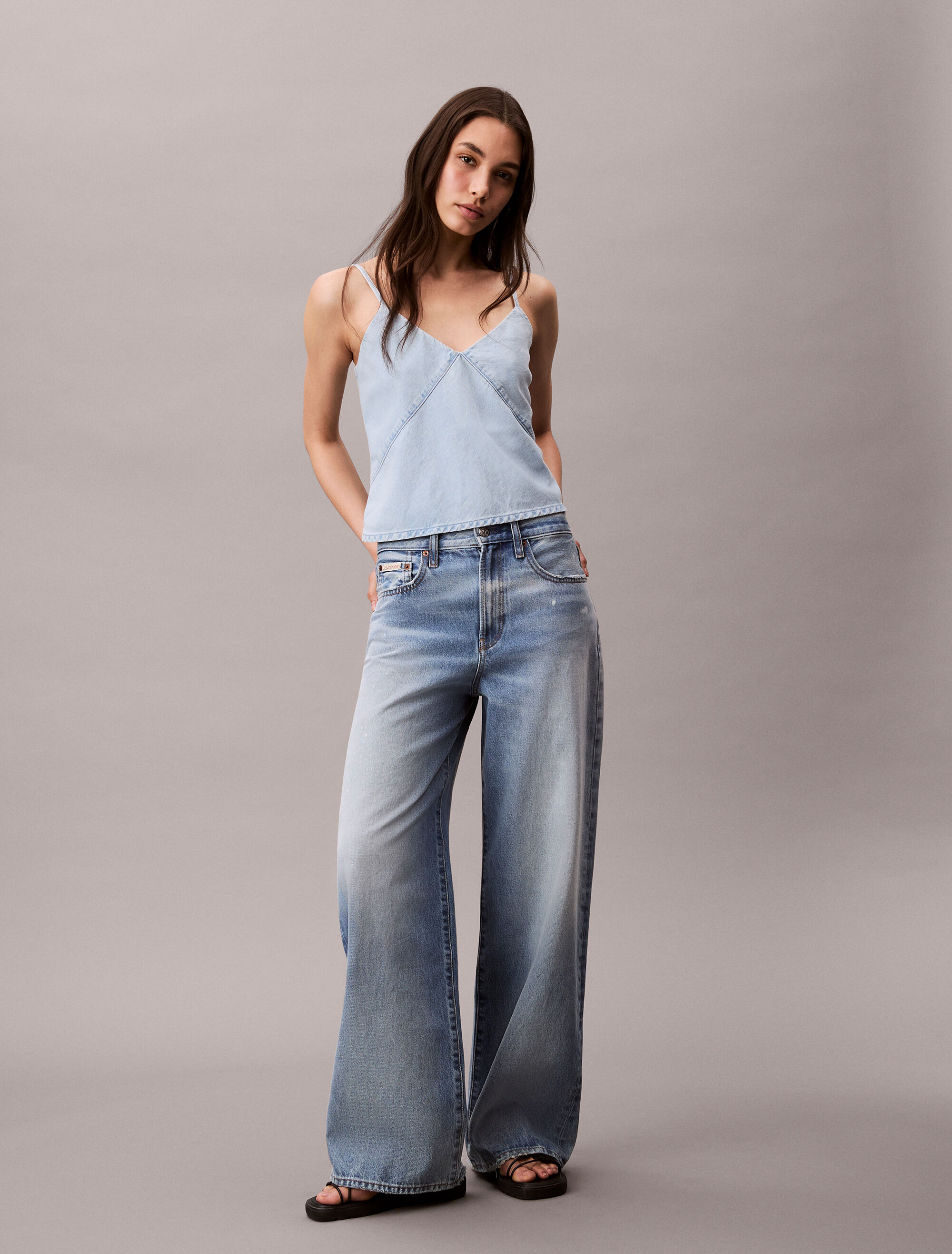 Linen Denim Tank Top | blue | Calvin Klein Hong Kong