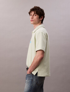 Cotton Terry Logo Polo Shirt, Tender Greens, hi-res