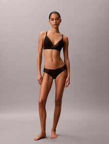 CK Black Geo Lace 薄襯三角胸圍, Black, hi-res