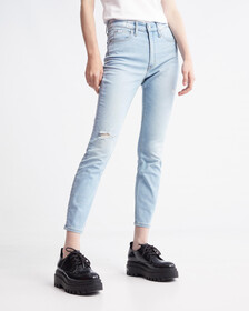 37.5 High Rise Skinny Ankle Jeans, Light Blue Dstr Back Emb, hi-res