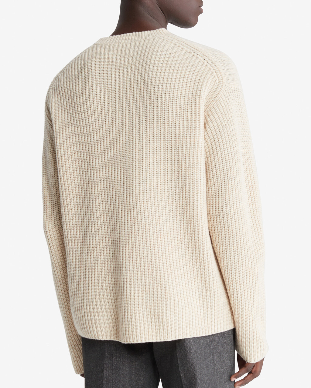 Standards Ribbed Crewneck Sweater, Oatmeal, hi-res