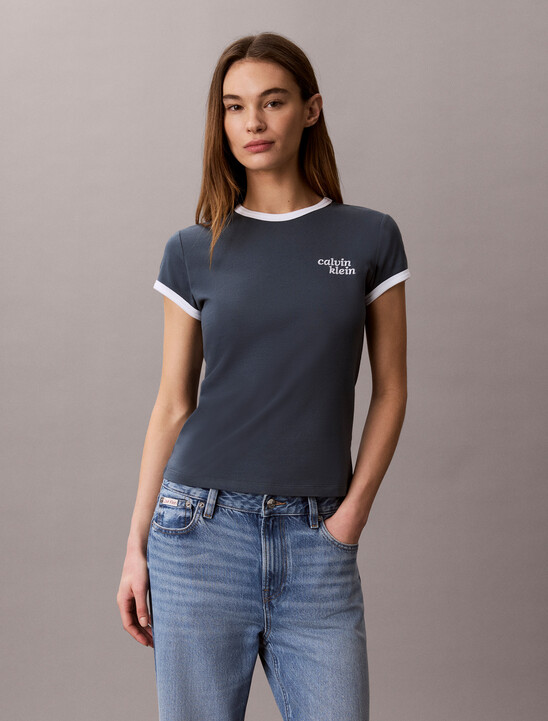 Embroidered Logo Ringer T-shirt