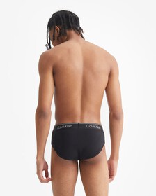 ATHLETIC COTTON 2 PACK HIP BRIEFS, BLACK/GREY HEATHER, hi-res