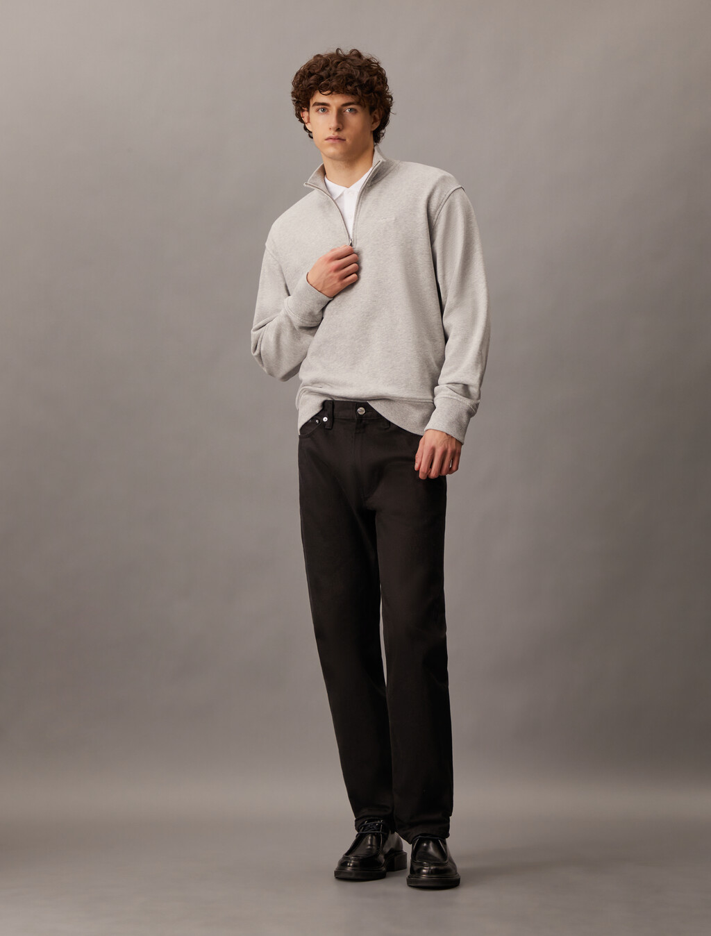 雪尼爾 Monogram 拉鍊領衛衣, Light Grey Heather, hi-res