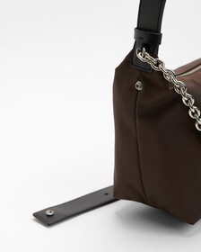 尼龍鏈條單肩包 28 公分, DARK CHESTNUT, hi-res