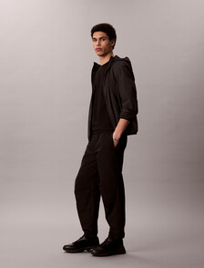 棉質尼龍降落傘長褲, Black, hi-res