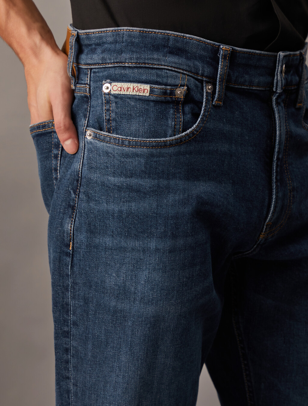 復古直筒義大利牛仔褲, Denim Dark, hi-res