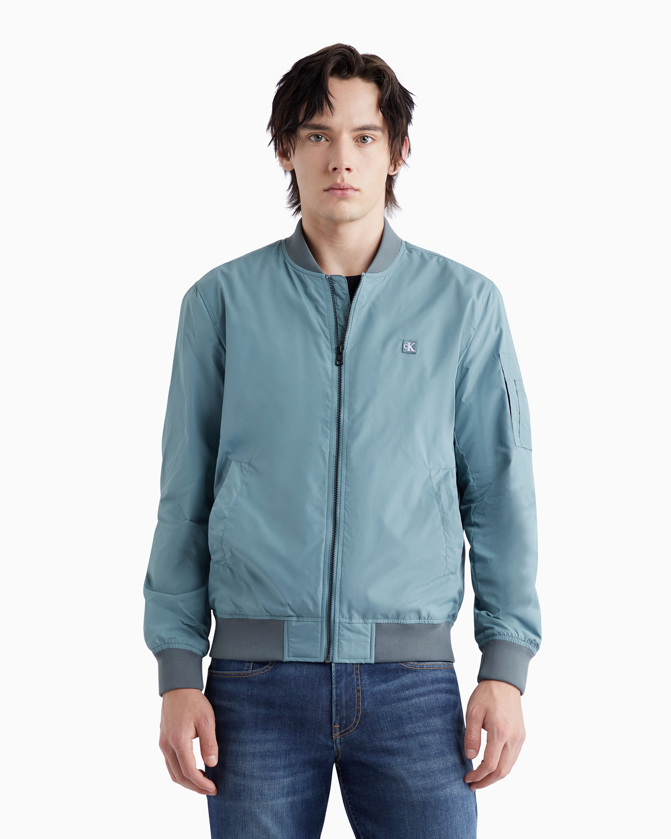 Calvin klein blue bomber jacket cheap
