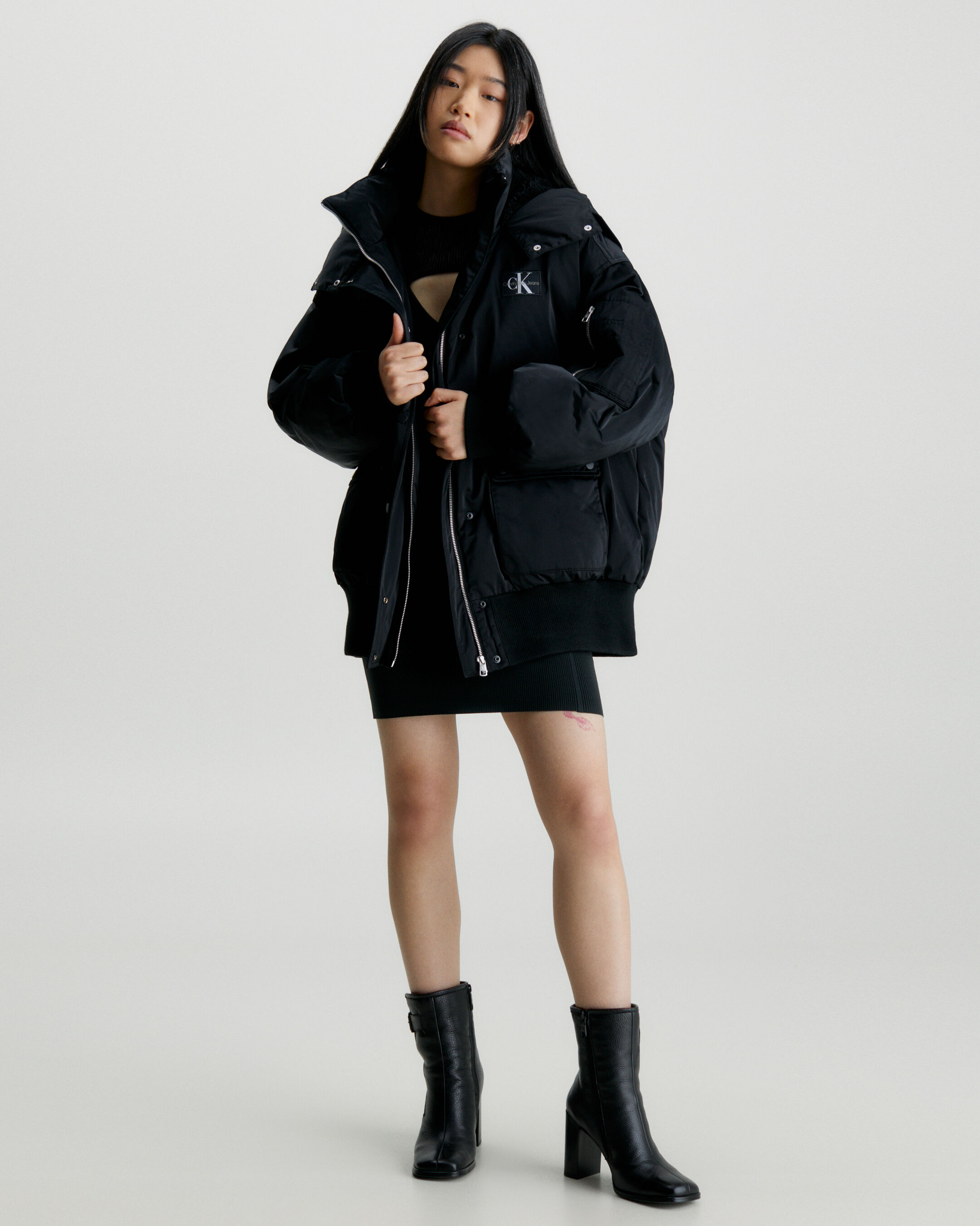 Oversized hooded shop bomber jacket