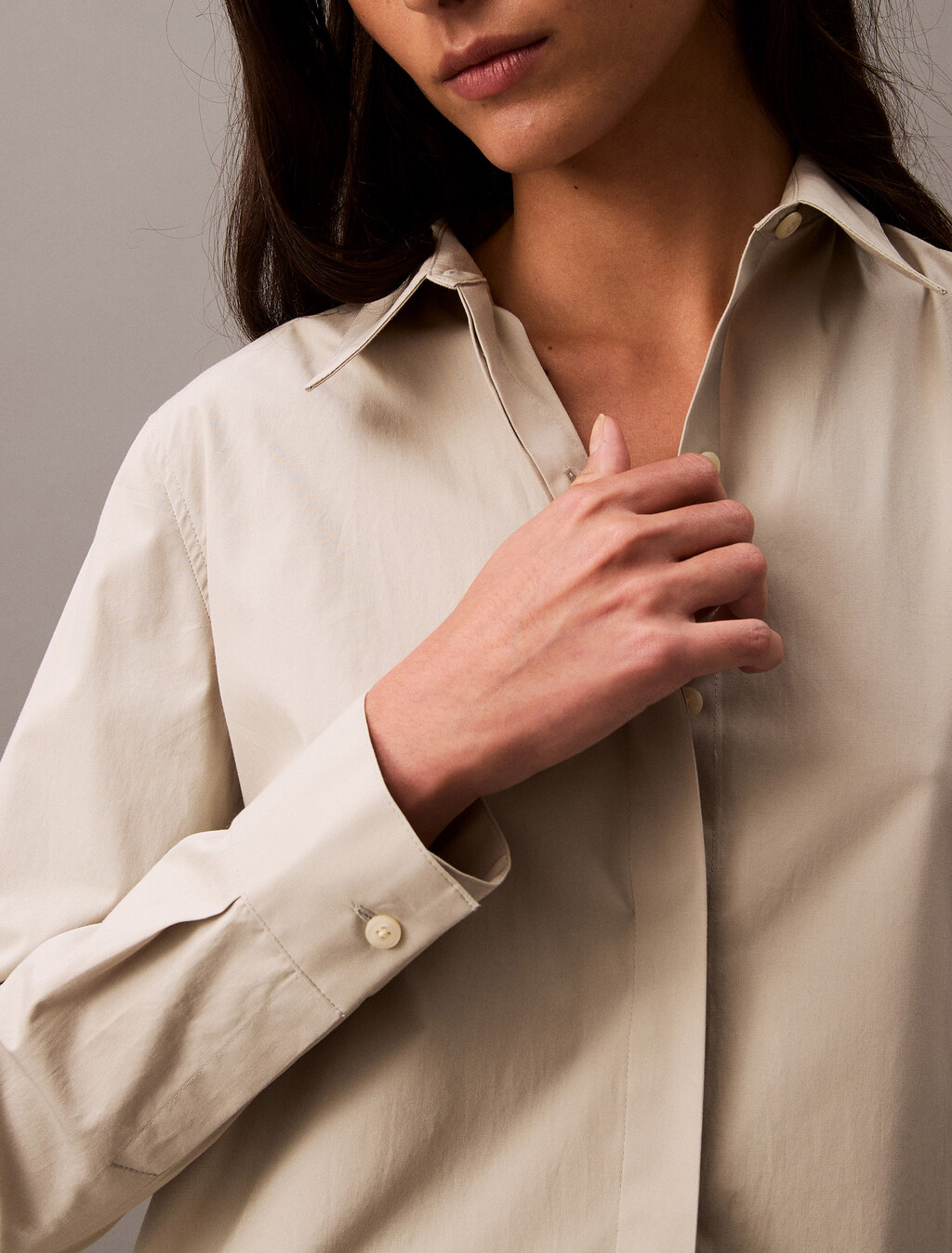 Poplin Classic Stretch Button-Down Shirt, Pussywillow Gray, hi-res