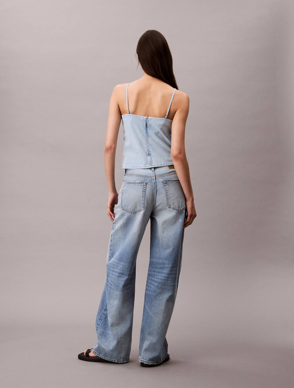 Linen Denim Tank Top, AARON INDIGO, hi-res