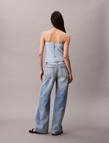 Linen Denim Tank Top, AARON INDIGO, hi-res