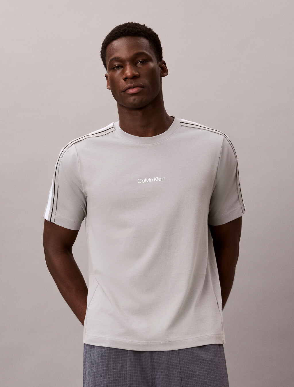 棉質混紡健身 T 恤, Neutral Gray, hi-res