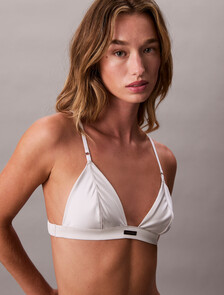 Satin Triangle Bra, Chalk, hi-res