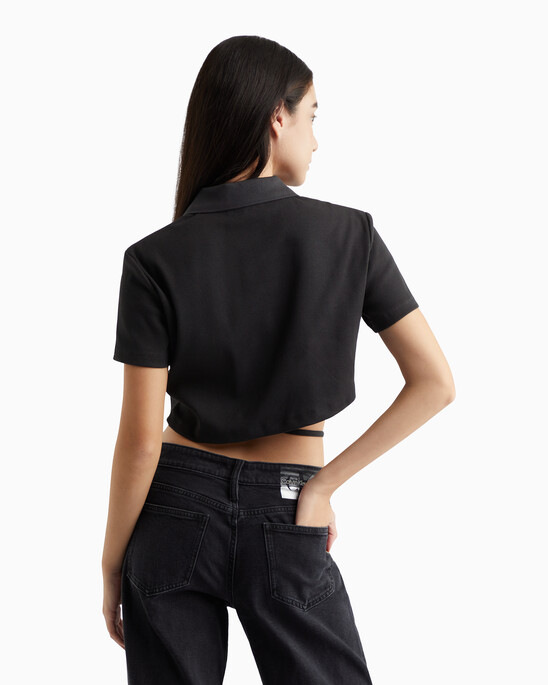Modern Metals Cropped Polo Shirt With Logo Charm