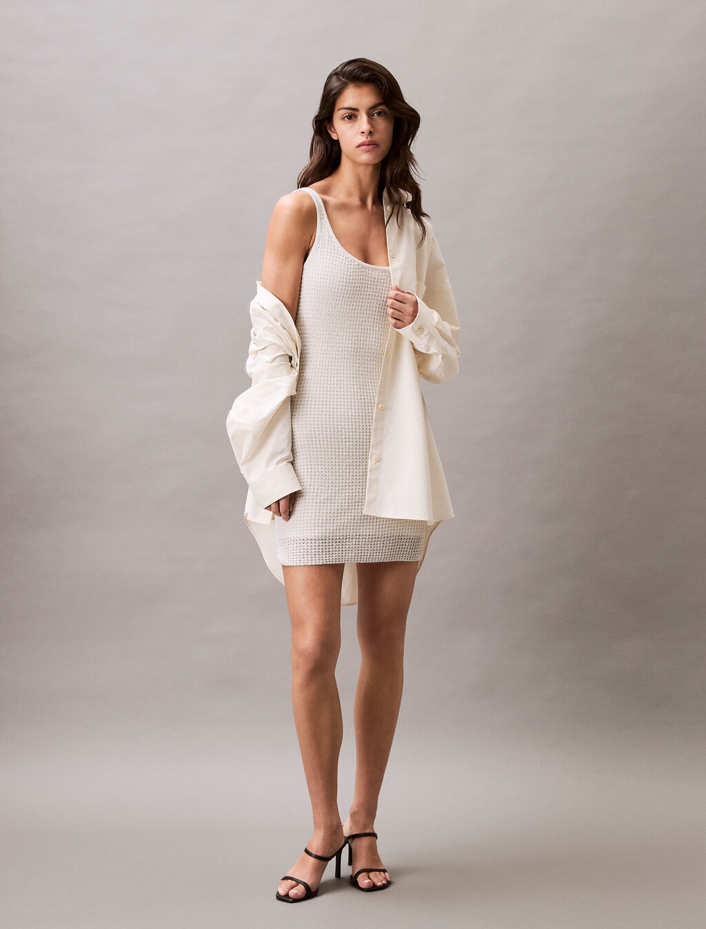 Sweater Stitch Midi Dress, Silver Birch, hi-res