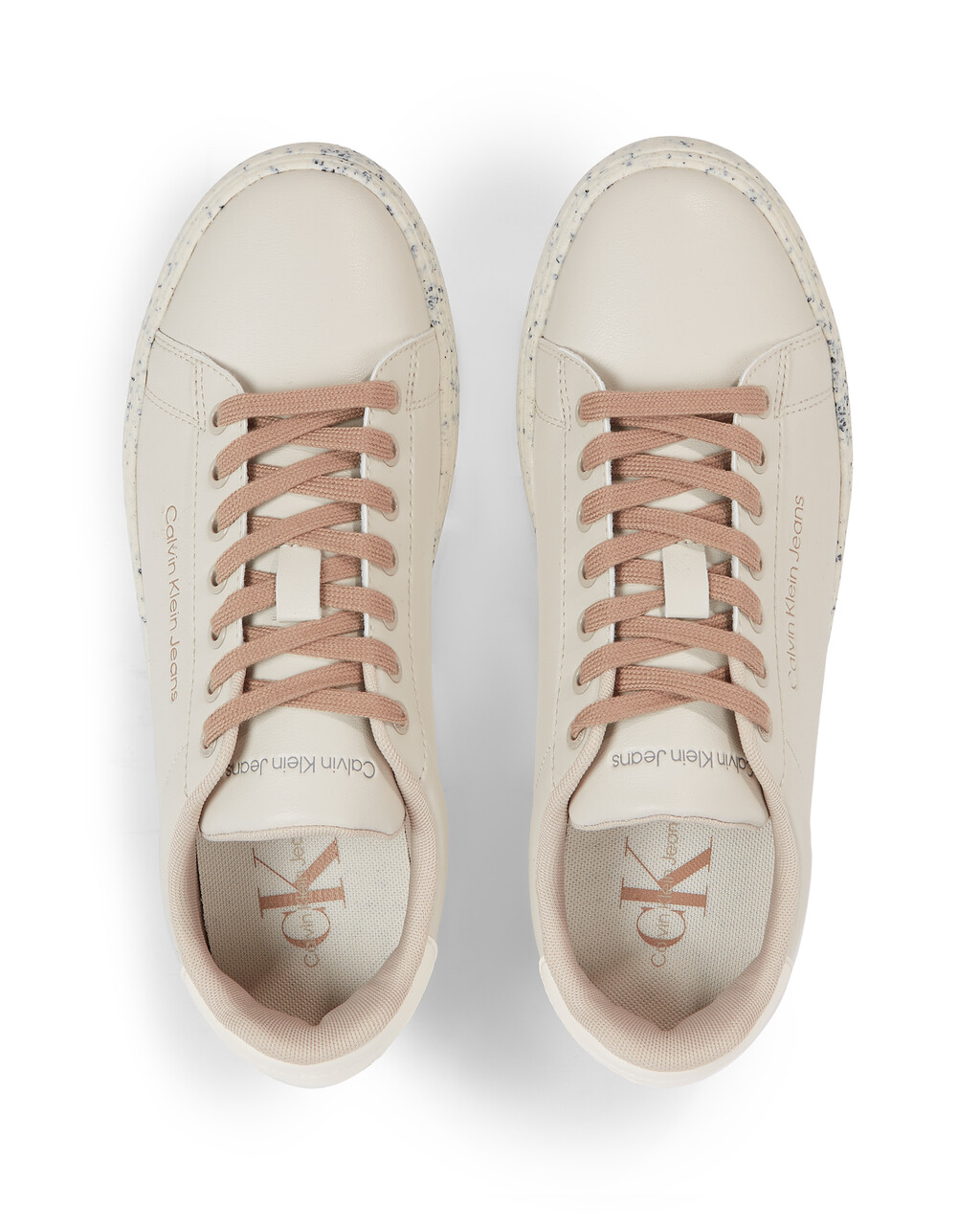 Faux Leather Trainers, Eggshell/Travertine, hi-res