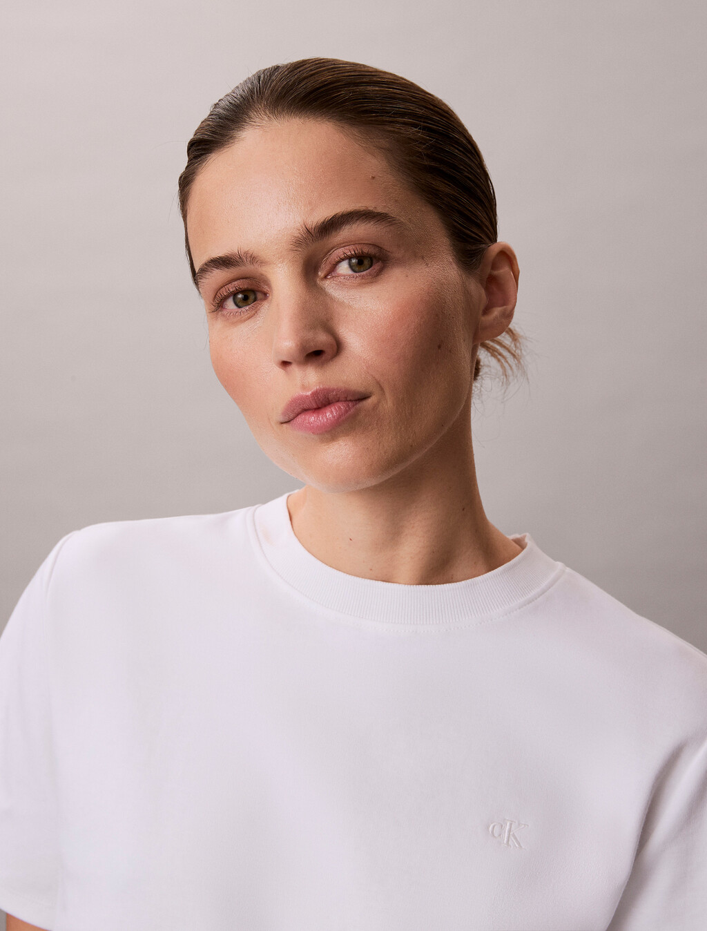 Monogram 標誌短版雙針織 T 恤, Bright White, hi-res