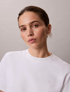 Monogram 標誌短版雙針織 T 恤, Bright White, hi-res