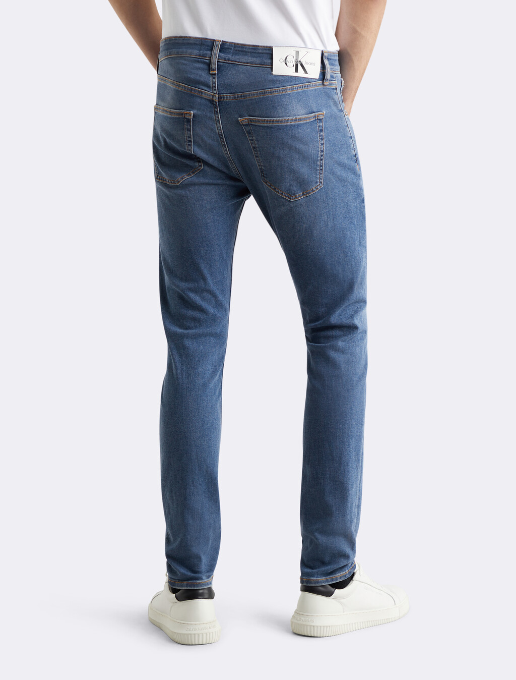 現代窄口涼感牛仔褲, Denim Medium, hi-res
