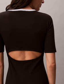 羅紋針織貼身迷你連身裙, Black, hi-res