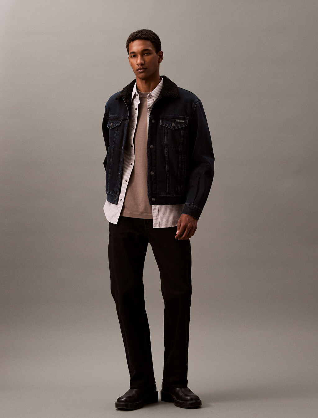 Calvin Logo Crew Neck Tee, Falcon, hi-res