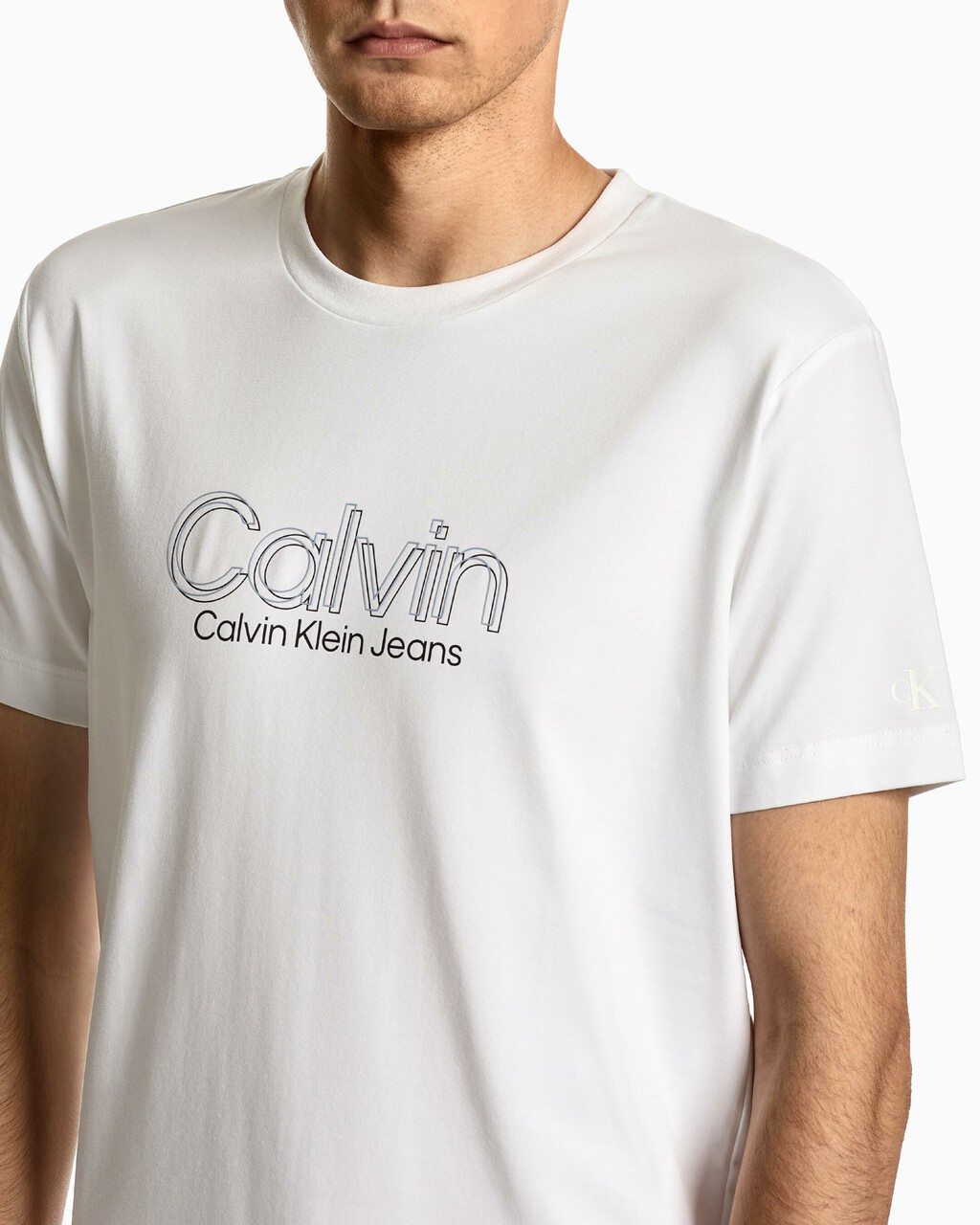 螢光色 CALVIN 修身 T 裇, Bright White, hi-res