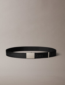 Logo Jacquard Plaque Buckle Belt, Black / Pewter, hi-res